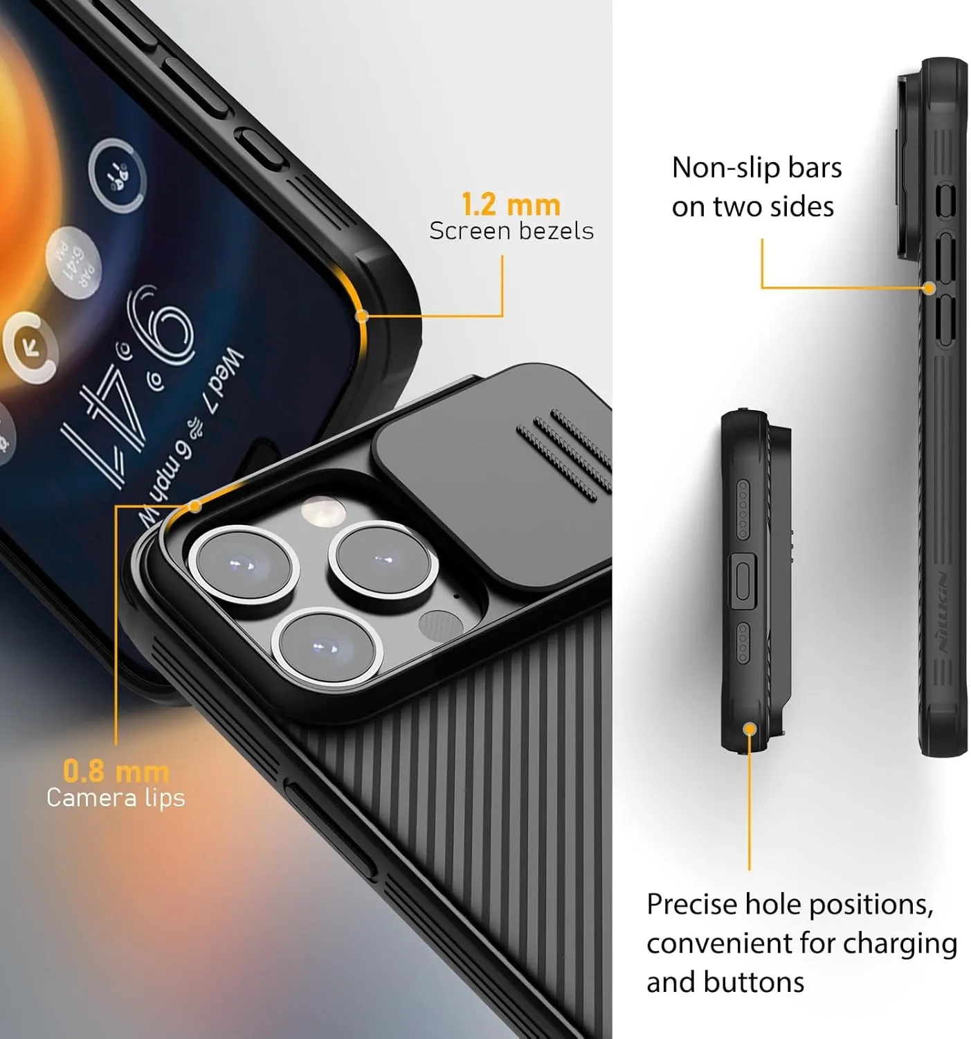 Nillkin for iPhone 15 Pro MagSafe Case, CamShield Pro with 5G Car Mount, 6.1'' (Black, Cam Cover)