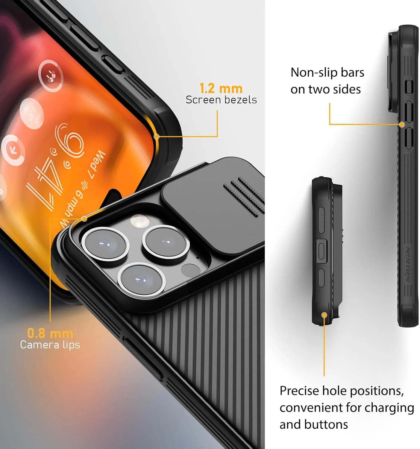 Nillkin for iPhone 15 Pro Max case, CamShield Pro 15 Pro Max Case with Slide Camera Cover, Back Cover Compatible with iPhone 15 Pro Max 5g case 6.7'' (Black)