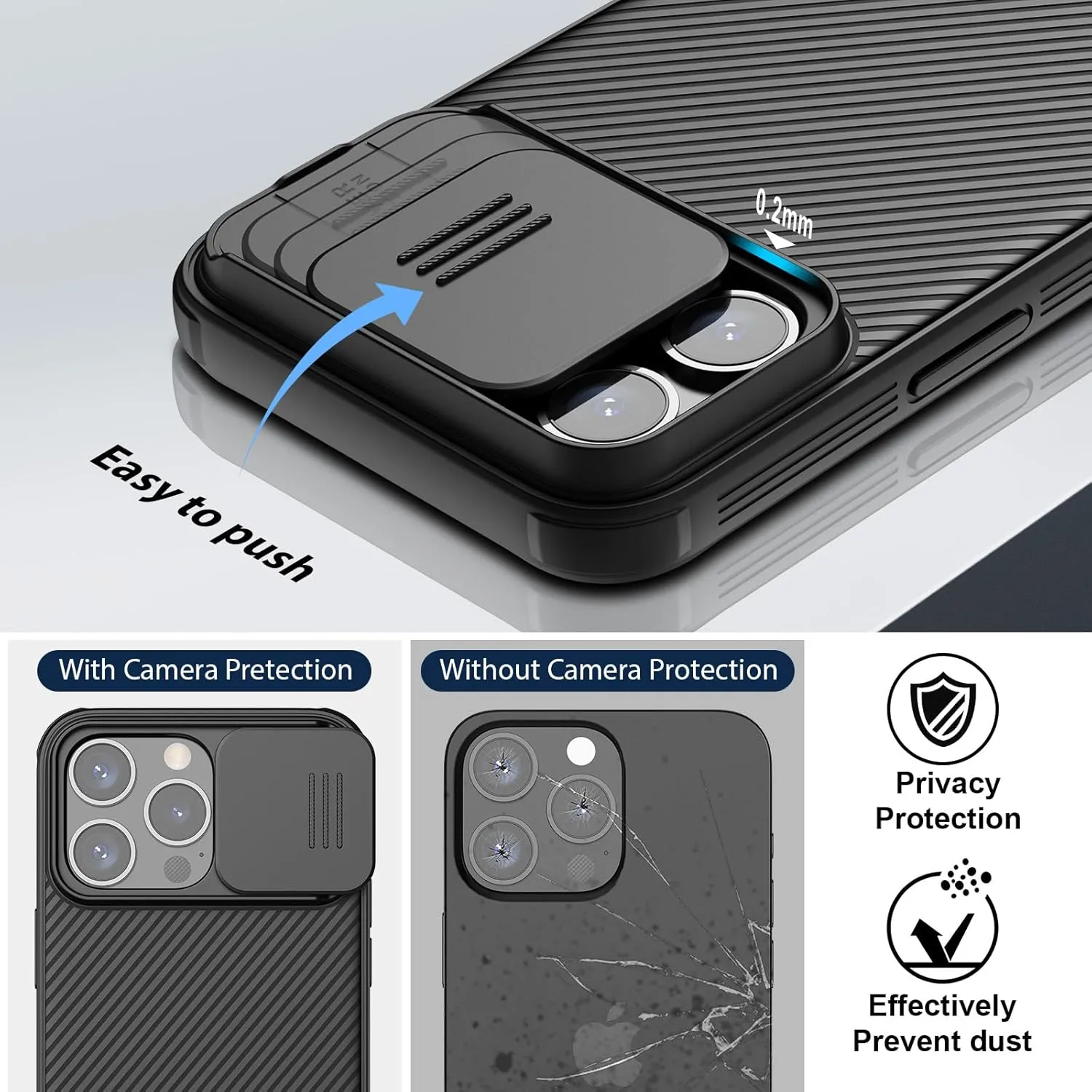 Nillkin for iPhone 15 Pro Max case, CamShield Pro 15 Pro Max Case with Slide Camera Cover, Back Cover Compatible with iPhone 15 Pro Max 5g case 6.7'' (Black)