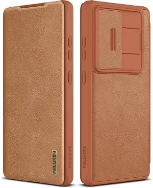 Nillkin for Samsung Galaxy S25 Ultra Wallet Case with Camera Cover, [Lens Protection] Premium Leather Slim Protective Shockproof Hard Cover Flip Phone Case for Galaxy S25 Ultra 6.9'' Brown