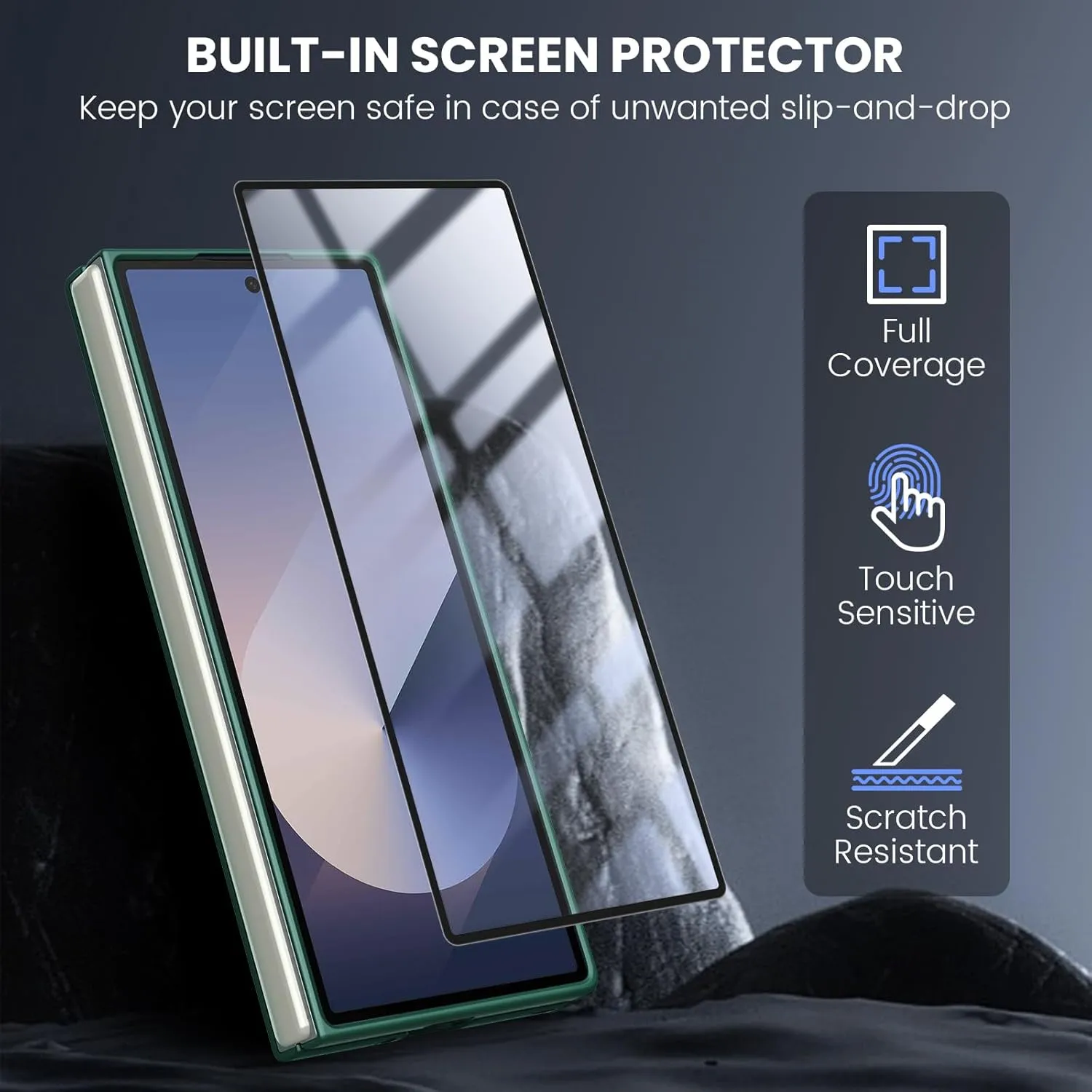 Nillkin for Samsung Galaxy Z Fold 6 Magnetic Case with Screen Protector Kickstand [Camera Stand] Eco-Friendly, Compatible with Magsafe, Biodegradable and Soft TPU Slim for Samsung Z Fold 6 5G (Green)