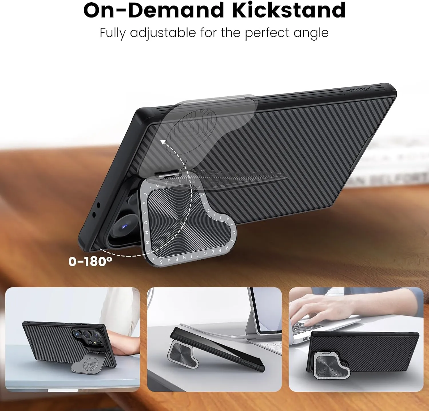 Nillkin Galaxy S24 Ultra Magnetic Case with Kickstand,CamShield Prop S24 Ultra 5G Case with Camera Cover,Compatible with Magsafe 6.8 inch (Black)