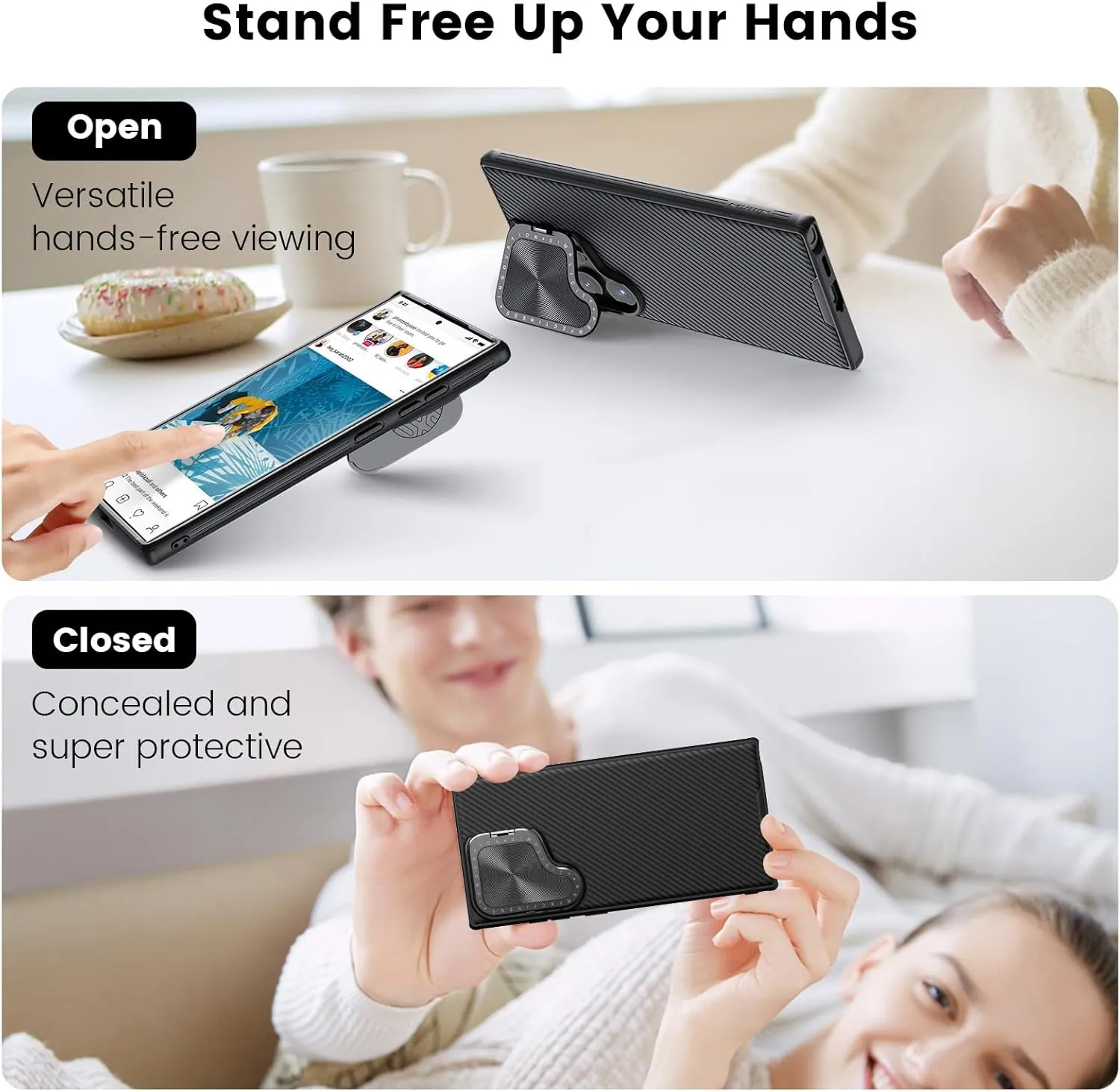 Nillkin Galaxy S24 Ultra Magnetic Case with Kickstand,CamShield Prop S24 Ultra 5G Case with Camera Cover,Compatible with Magsafe 6.8 inch (Black)