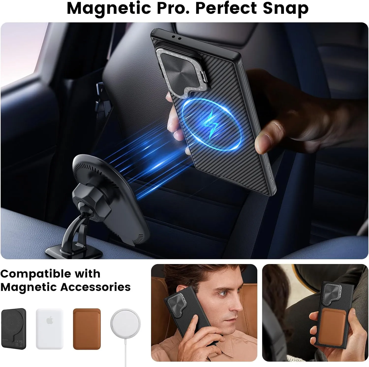 Nillkin Galaxy S24 Ultra Magnetic Case with Kickstand,CamShield Prop S24 Ultra 5G Case with Camera Cover,Compatible with Magsafe 6.8 inch (Black)