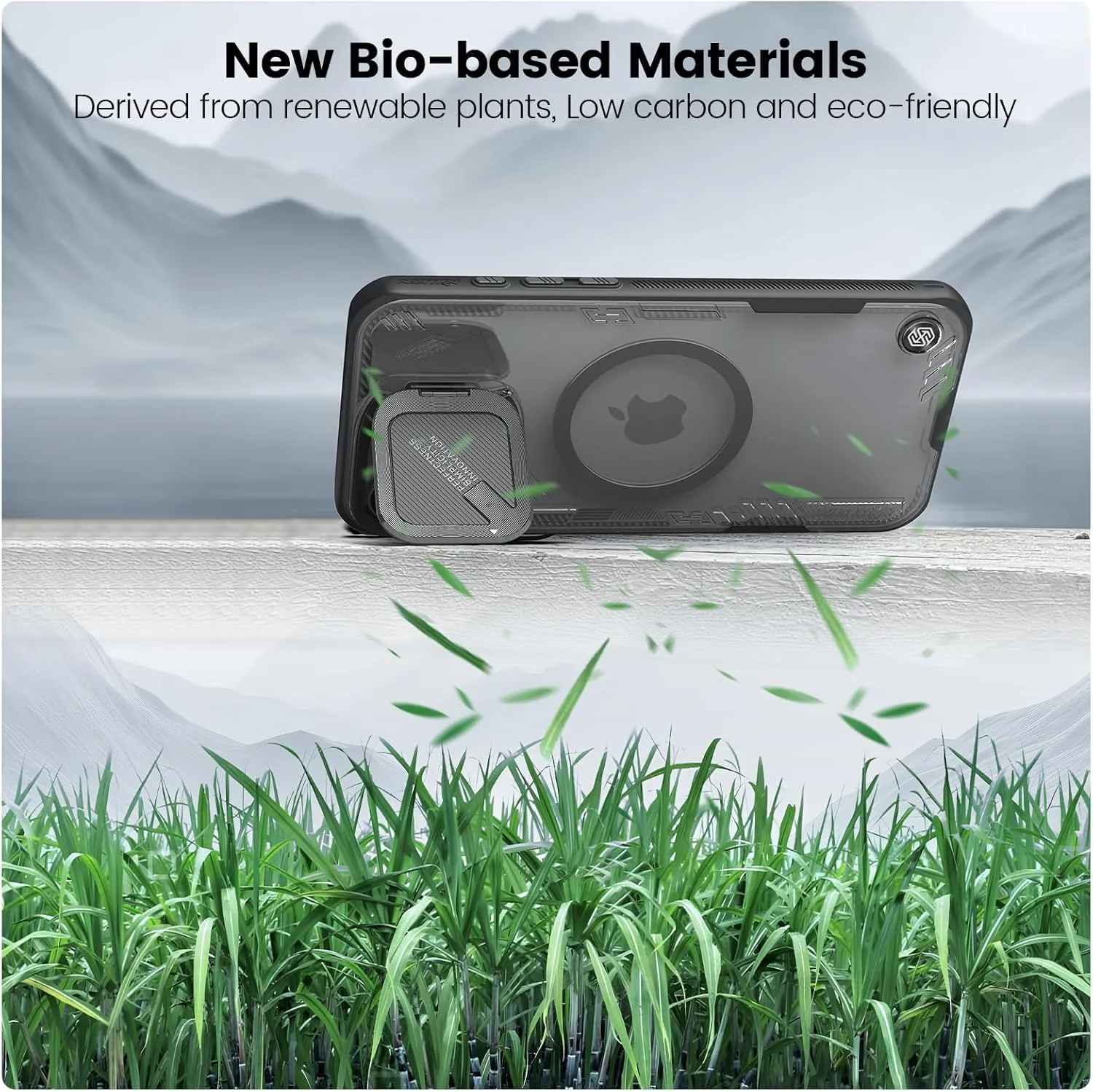 Nillkin Magnetic for iPhone 16 Pro Case Clear, Compatible with Magsafe, Never Yellow & Biodegradable Material, Translucent Case with Invisible Kickstand & Camera Cover for 16 Pro 6.3", Black