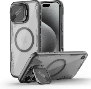 Nillkin Magnetic for iPhone 16 Pro Case Clear, Compatible with Magsafe, Never Yellow & Biodegradable Material, Translucent Case with Invisible Kickstand & Camera Cover for 16 Pro 6.3", Black