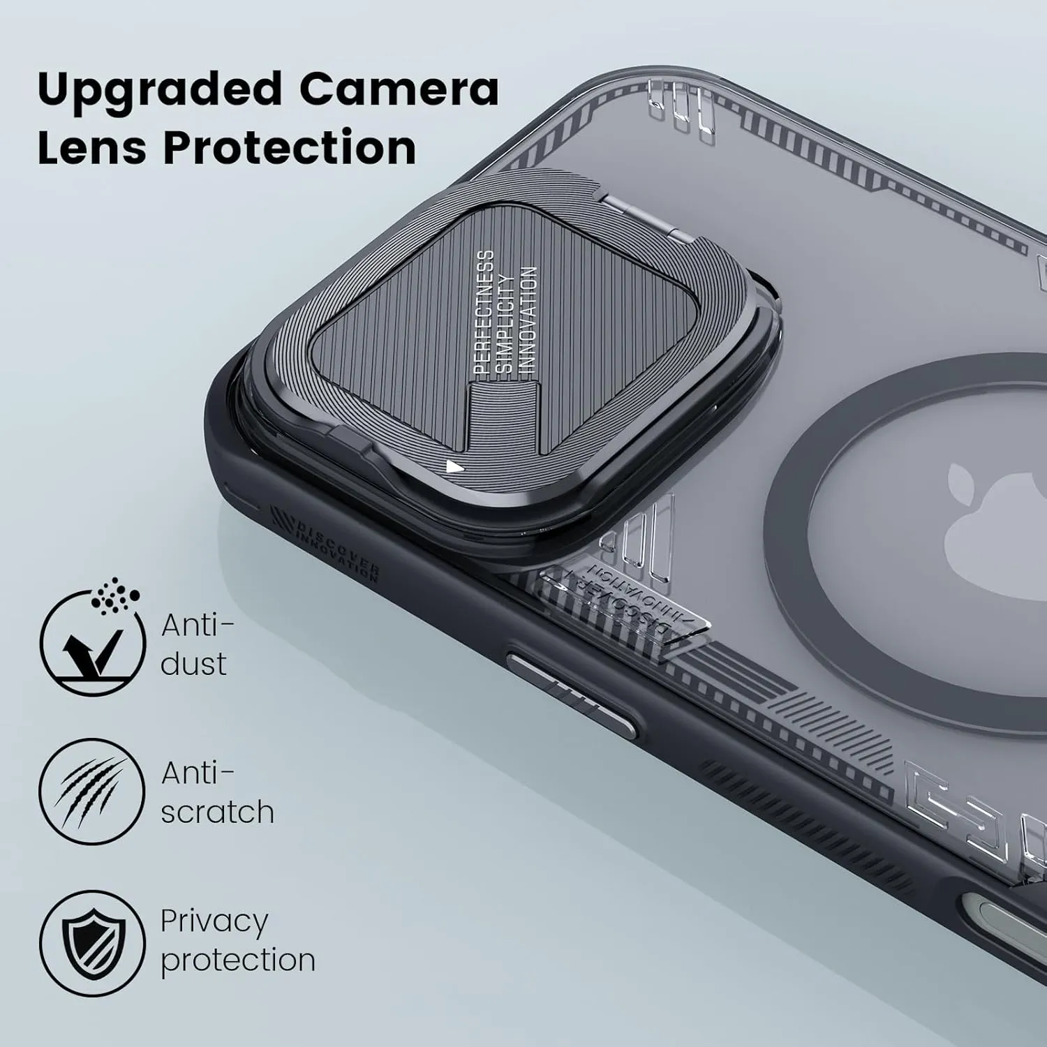 Nillkin Magnetic for iPhone 16 Pro Case Clear, Compatible with Magsafe, Never Yellow & Biodegradable Material, Translucent Case with Invisible Kickstand & Camera Cover for 16 Pro 6.3", Black