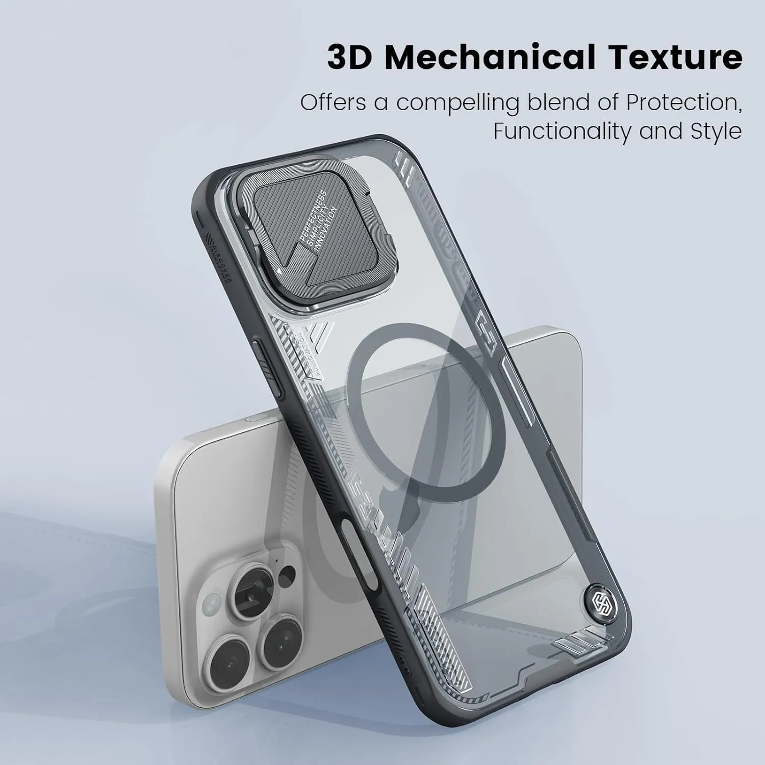 Nillkin Magnetic for iPhone 16 Pro Case Clear, Compatible with Magsafe, Never Yellow & Biodegradable Material, Translucent Case with Invisible Kickstand & Camera Cover for 16 Pro 6.3", Black