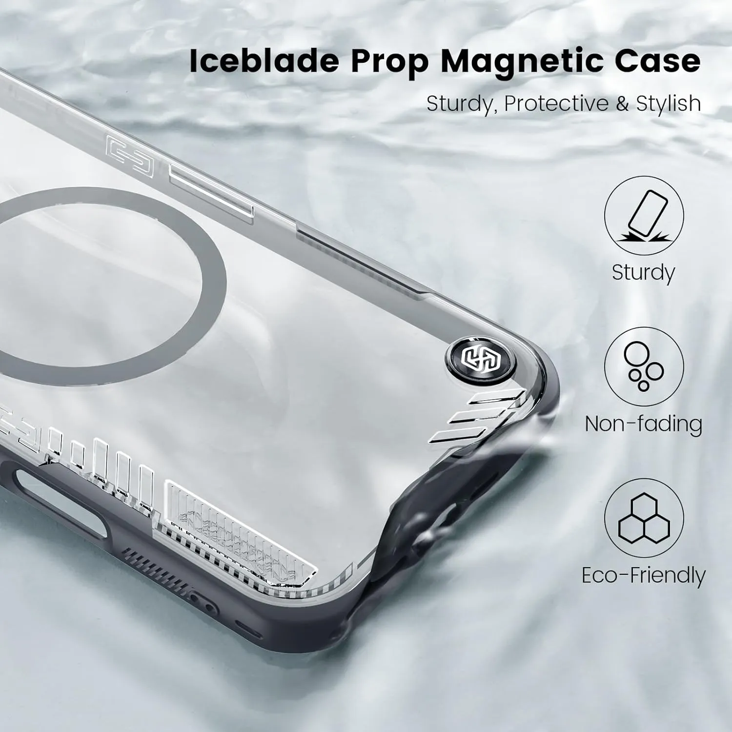 Nillkin Magnetic for iPhone 16 Pro Case Clear, Compatible with Magsafe, Never Yellow & Biodegradable Material, Translucent Case with Invisible Kickstand & Camera Cover for 16 Pro 6.3", Black