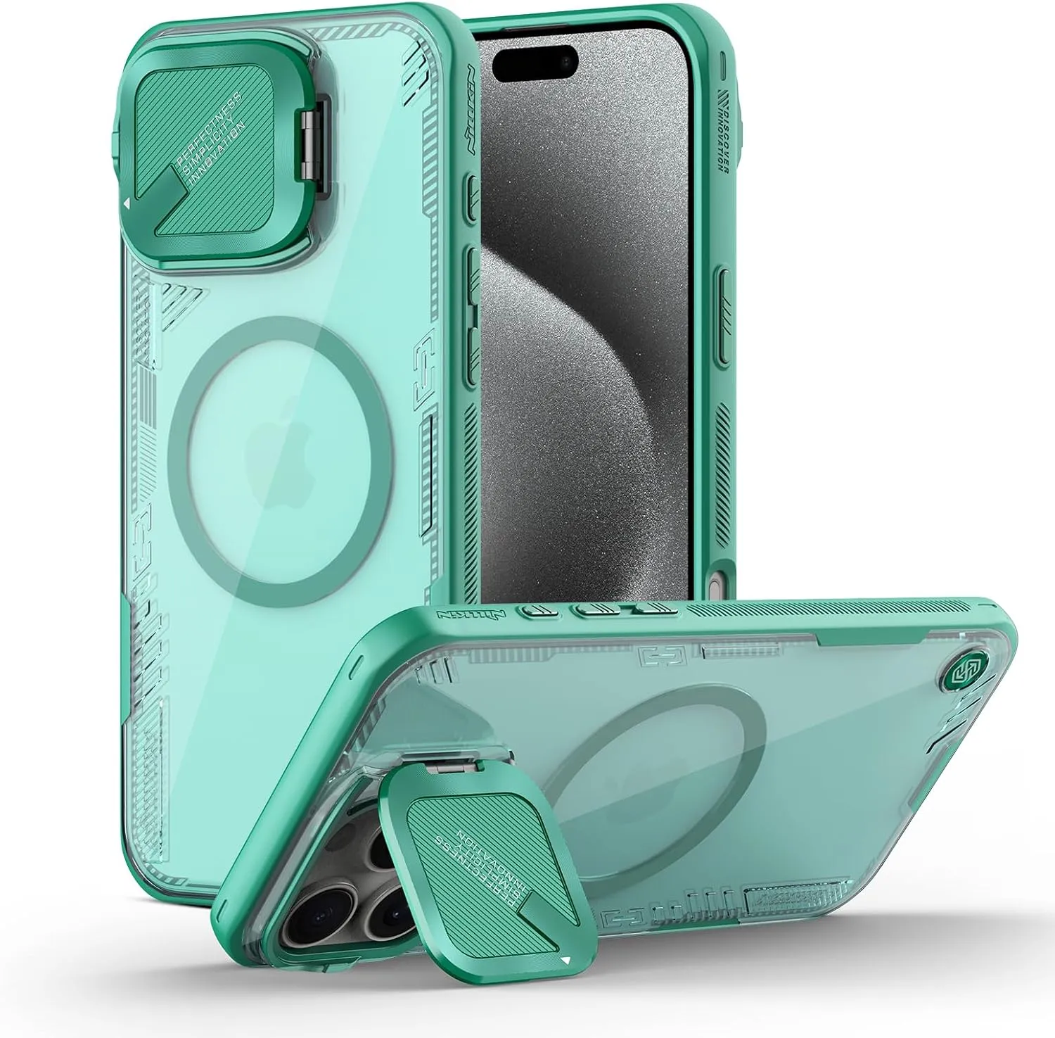 Nillkin Magnetic for iPhone 16 Pro Case Clear, Compatible with Magsafe, Never Yellow & Biodegradable Material, Translucent Case with Invisible Kickstand & Camera Cover for 16 Pro 6.3", Green