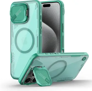 Nillkin Magnetic for iPhone 16 Pro Case Clear, Compatible with Magsafe, Never Yellow & Biodegradable Material, Translucent Case with Invisible Kickstand & Camera Cover for 16 Pro 6.3", Green