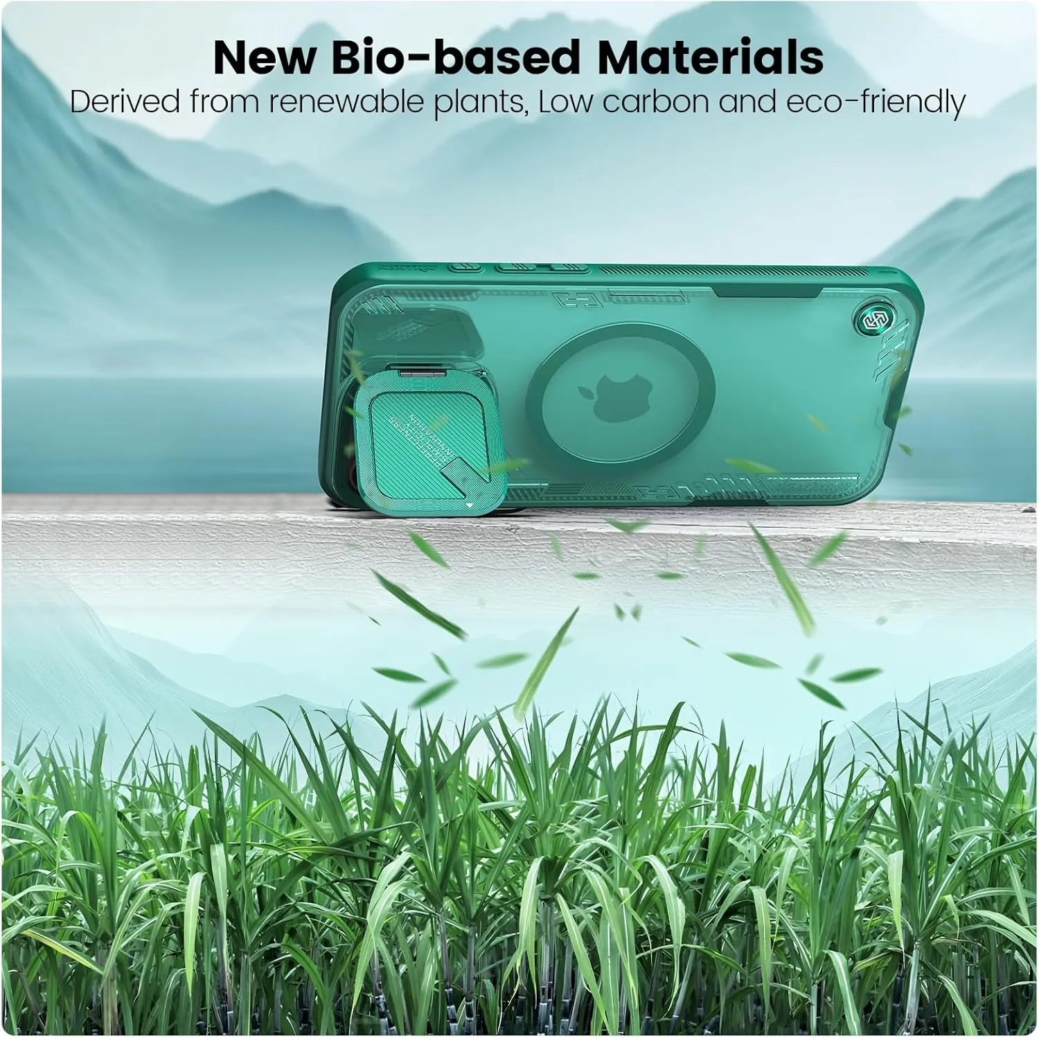 Nillkin Magnetic for iPhone 16 Pro Case Clear, Compatible with Magsafe, Never Yellow & Biodegradable Material, Translucent Case with Invisible Kickstand & Camera Cover for 16 Pro 6.3", Green