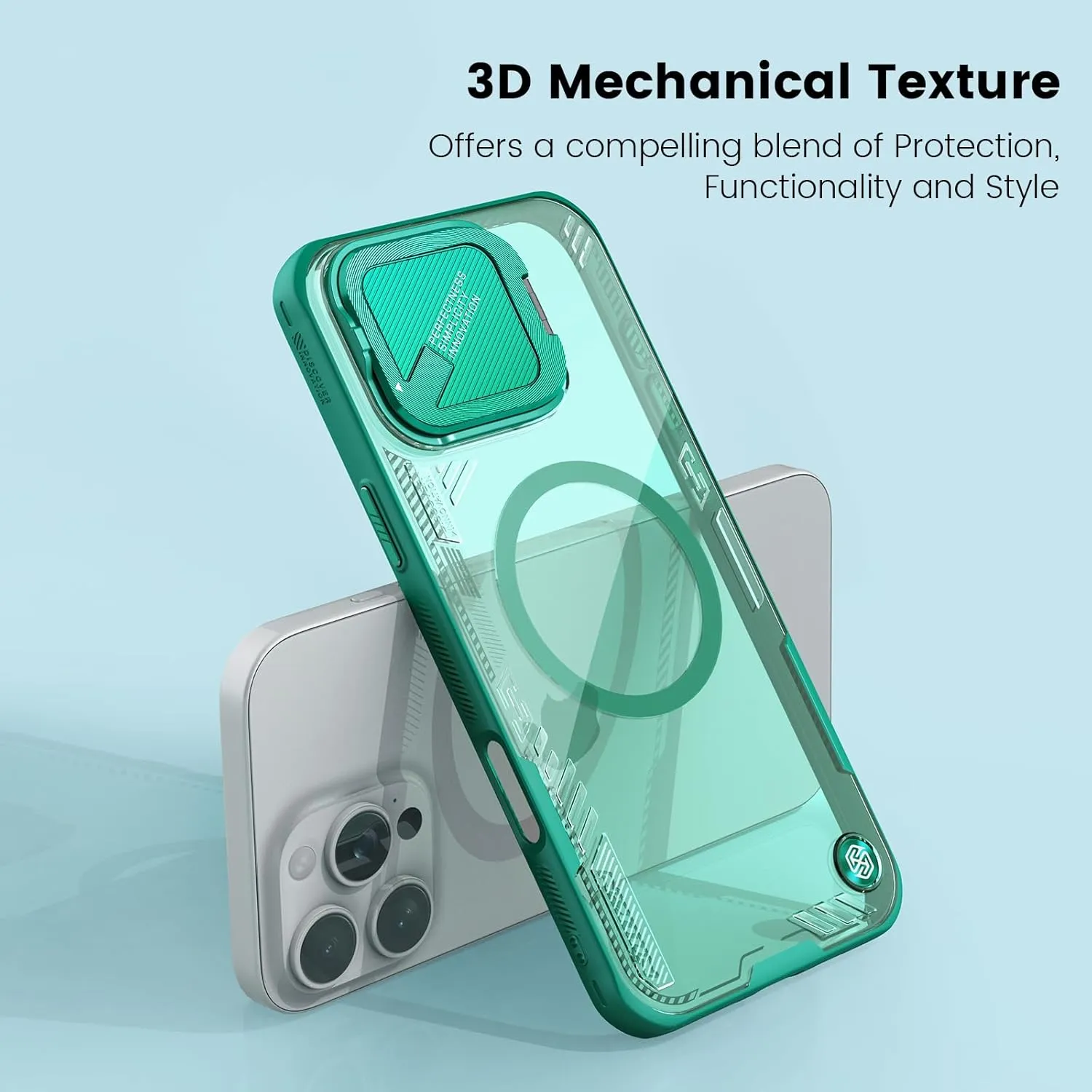Nillkin Magnetic for iPhone 16 Pro Case Clear, Compatible with Magsafe, Never Yellow & Biodegradable Material, Translucent Case with Invisible Kickstand & Camera Cover for 16 Pro 6.3", Green