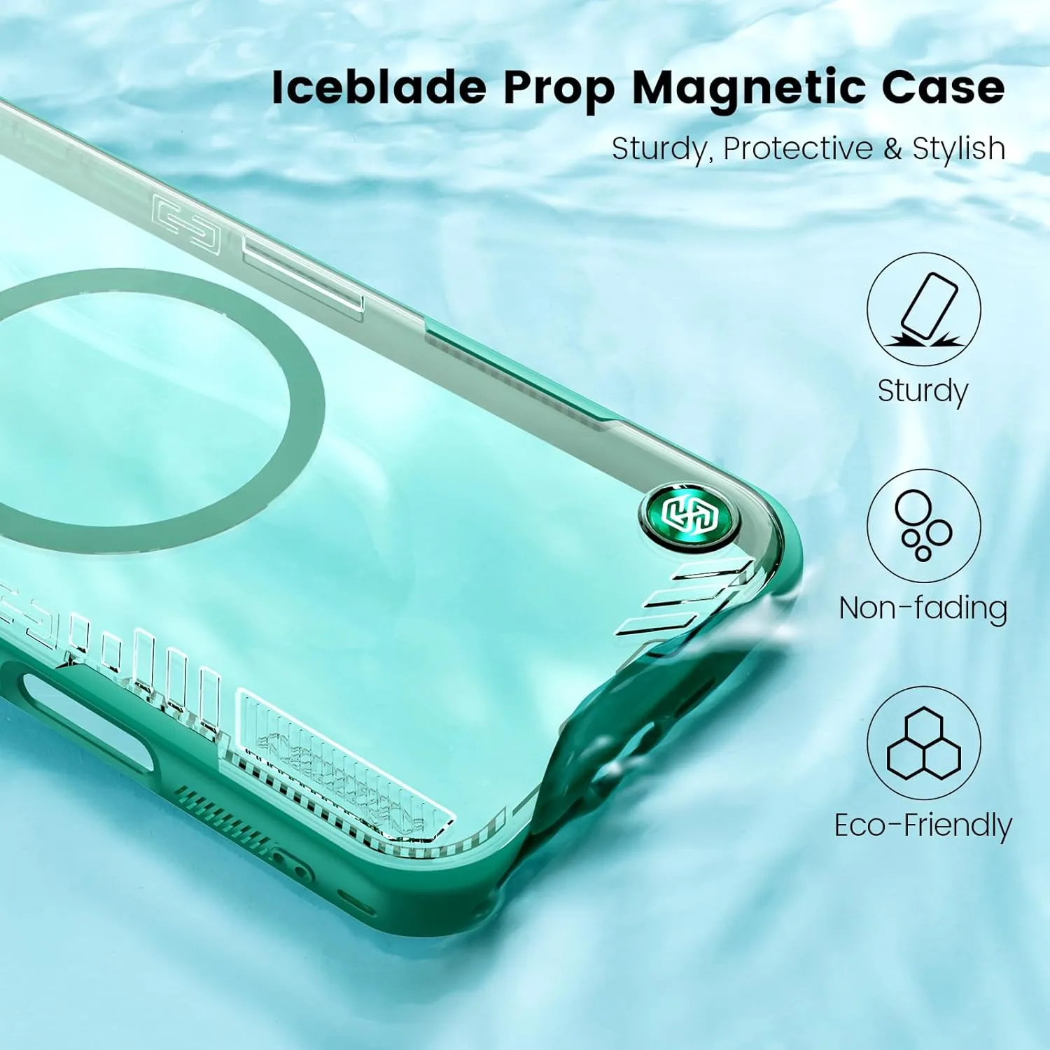 Nillkin Magnetic for iPhone 16 Pro Case Clear, Compatible with Magsafe, Never Yellow & Biodegradable Material, Translucent Case with Invisible Kickstand & Camera Cover for 16 Pro 6.3", Green