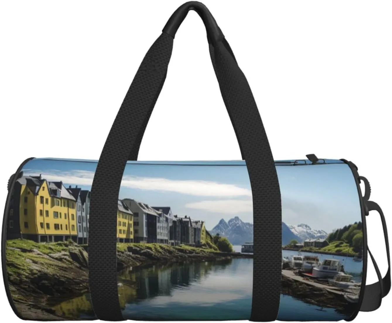Norway Landscape Nature Sea Water Travel Duffle Bag for Men Women Sport Gym Bag Foldable Weekender Bag Carry on Overnight Bag for Travel Swimming Basketball