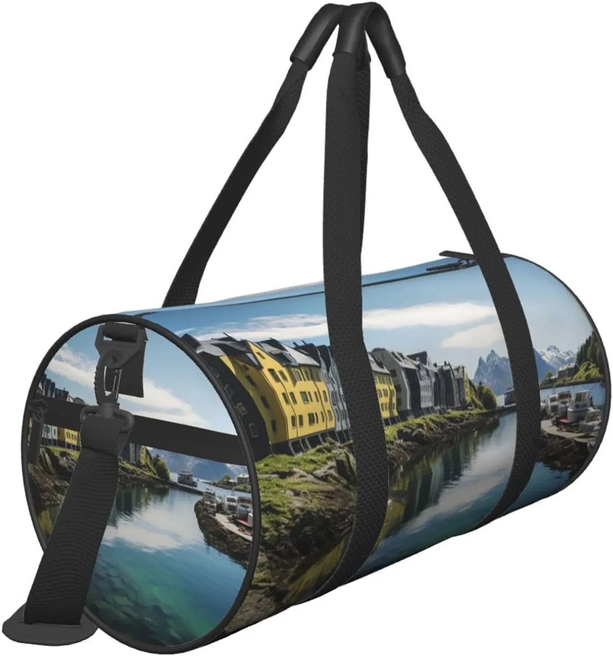 Norway Landscape Nature Sea Water Travel Duffle Bag for Men Women Sport Gym Bag Foldable Weekender Bag Carry on Overnight Bag for Travel Swimming Basketball