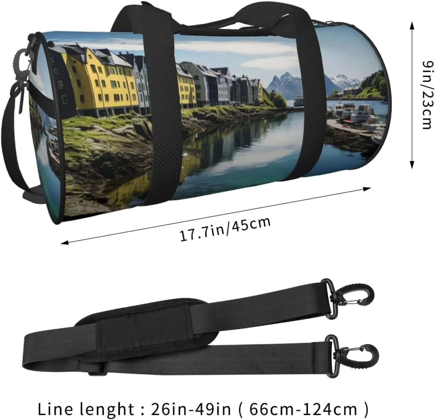 Norway Landscape Nature Sea Water Travel Duffle Bag for Men Women Sport Gym Bag Foldable Weekender Bag Carry on Overnight Bag for Travel Swimming Basketball