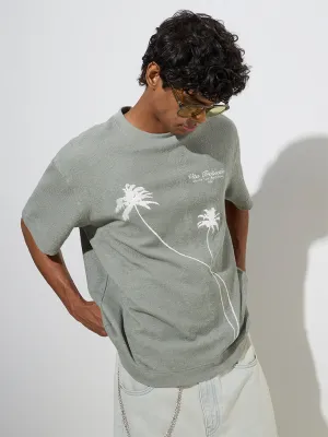 Nuon Sage Tropical Design Relaxed-Fit Cotton T-Shirt