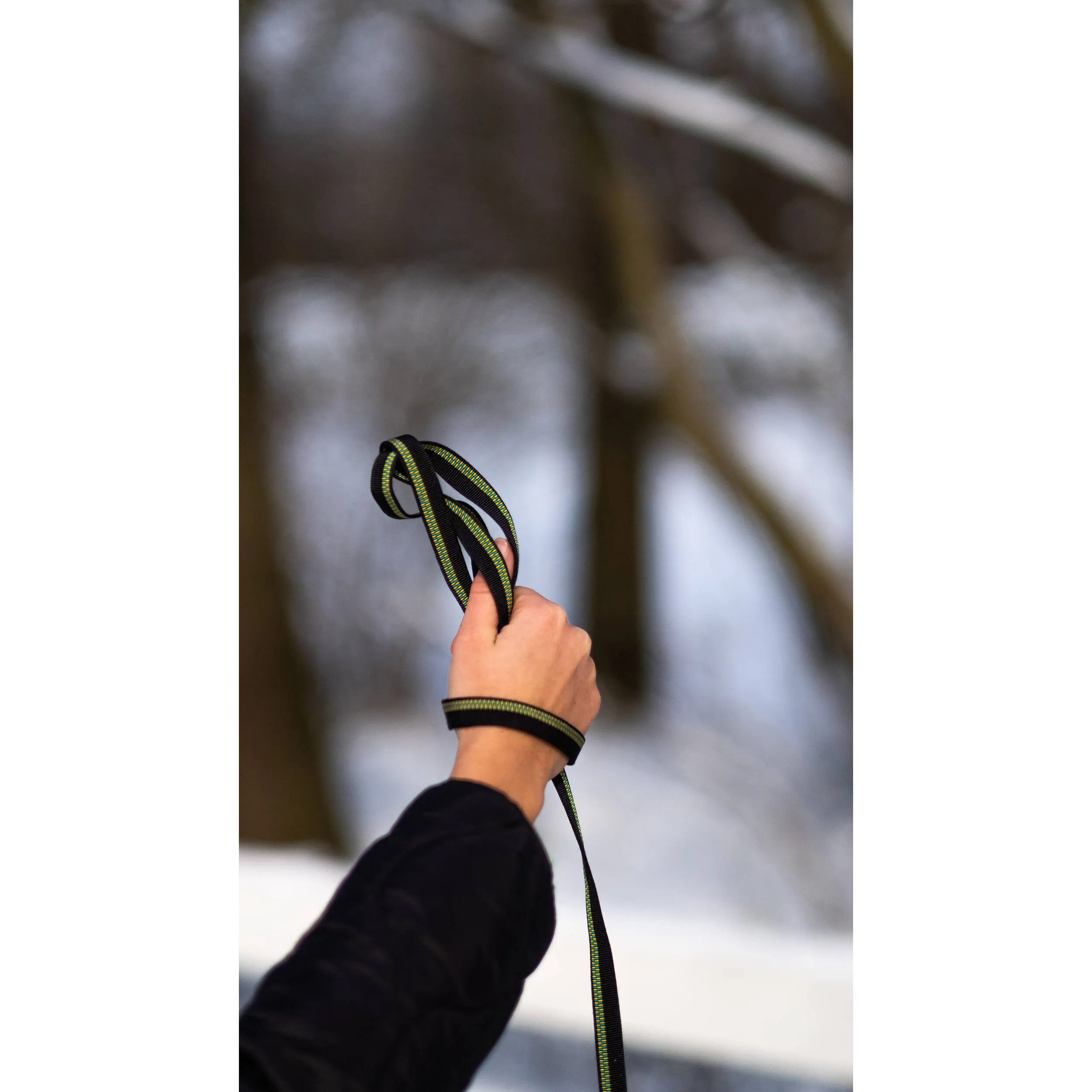 ObiJimmy Minami Pure Silk Camera Strap (Black with Blue/Yellow Stripes, 47.2")