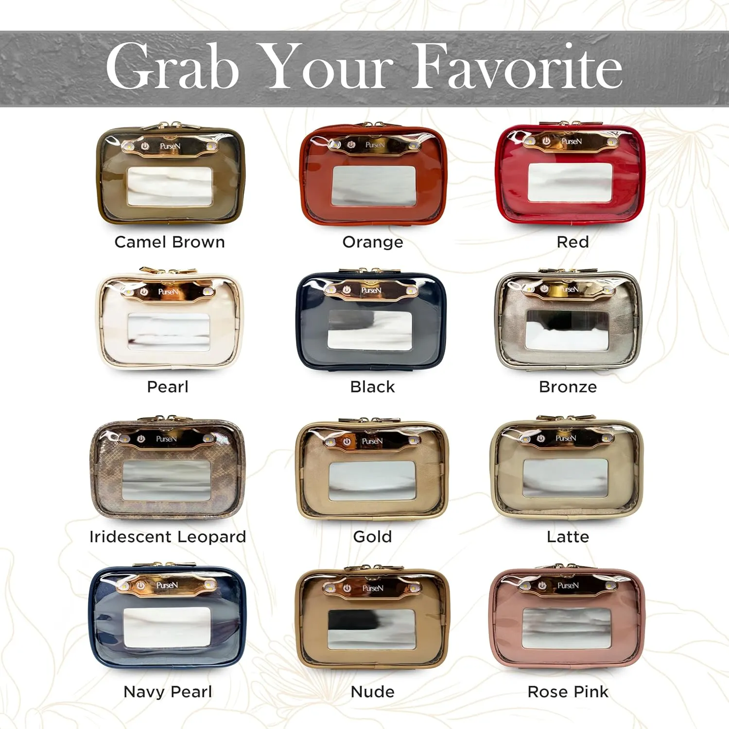 OFT 2024 LITTMINI Lighted Mirror Case - Small Makeup Bag with Detachable Mirror & Multiple Pouches for Organization - Vegan Leather, Mini Makeup Bag Ideal for Travel & Everyday Essentials (Bronze)
