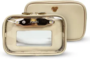 OFT 2024 LITTMINI Lighted Mirror Case - Small Makeup Bag with Detachable Mirror & Multiple Pouches for Organization - Vegan Leather, Mini Makeup Bag Ideal for Travel & Everyday Essentials (Latte)