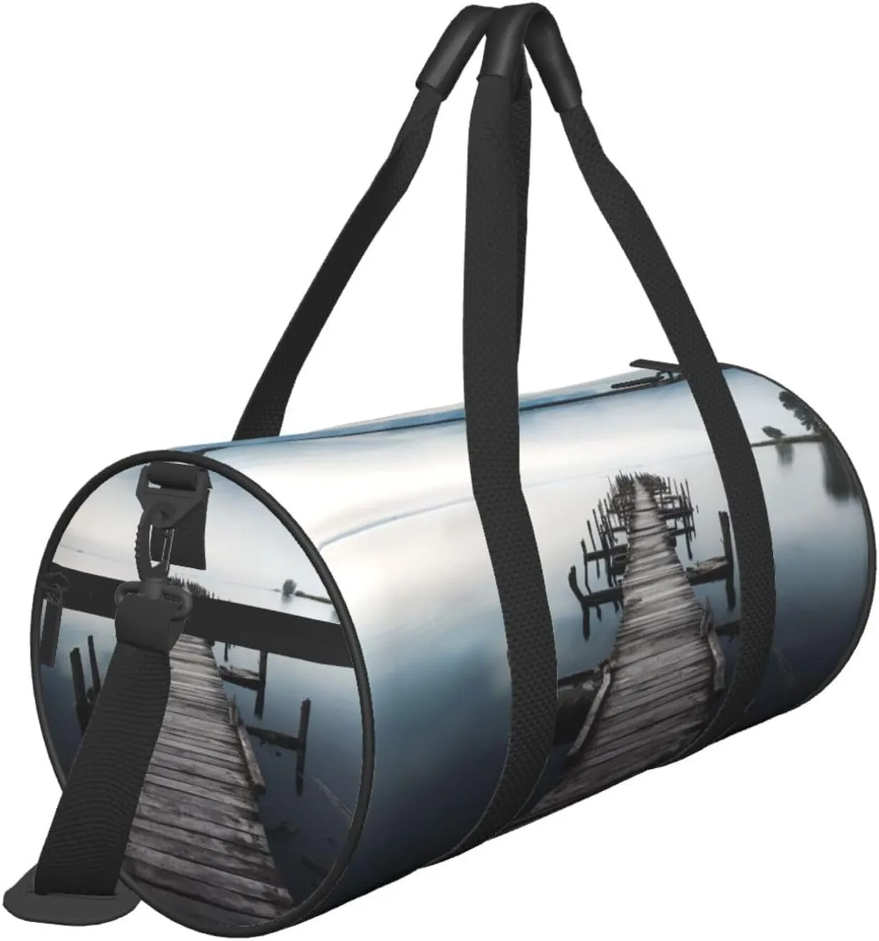 Old Wood Pier Above Calm Water Travel Duffle Bag for Men Women Sport Gym Bag Foldable Weekender Bag Carry on Overnight Bag for Travel Swimming Basketball