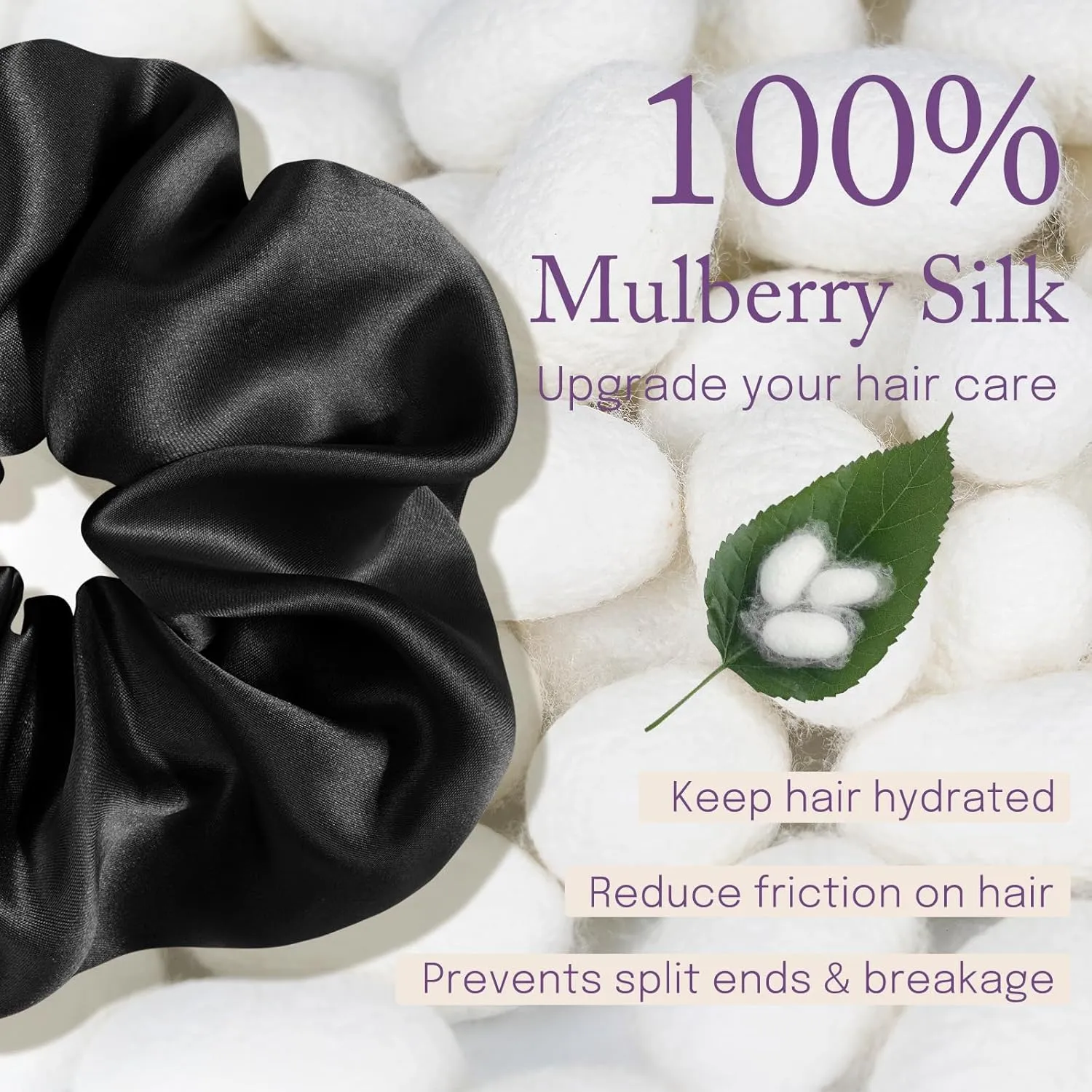 OLESILK Silk Scrunchies Oversized 100% Mulberry: Large for Women& Girls Long Thick Hair, Soft Smooth for No Damage Hair Care Sleeping
