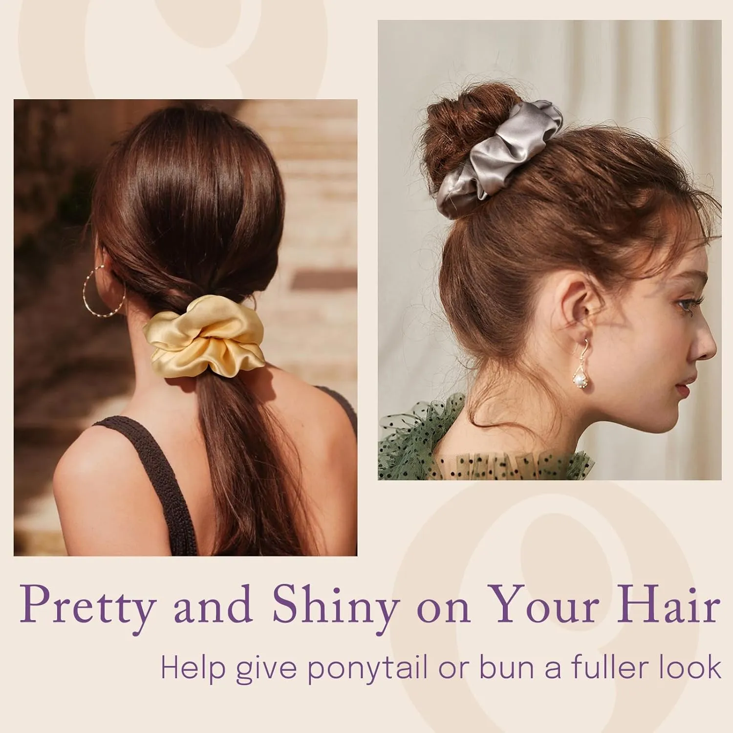 OLESILK Silk Scrunchies Oversized 100% Mulberry: Large for Women& Girls Long Thick Hair, Soft Smooth for No Damage Hair Care Sleeping