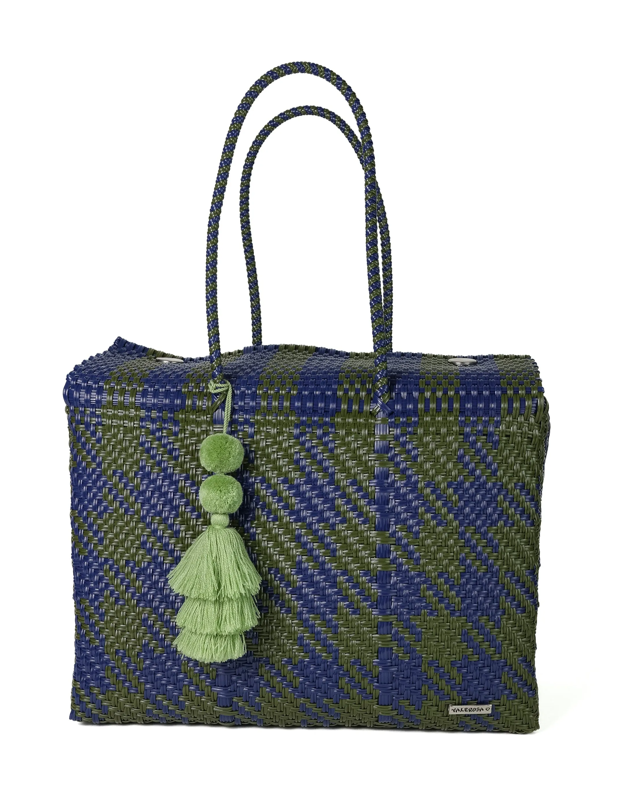 Olive and Navy Houndstooth Overnight Duffle