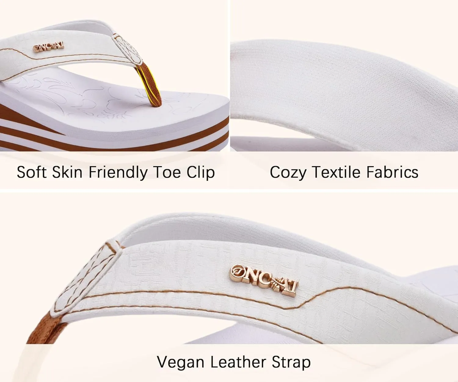 ONCAI Women’s Platform Flip Flops Trendy Dressy Womans Summer Sandals with Comfortable Flatform Arch Support Walking Outdoor Rubber Soles (US Size 5-11)