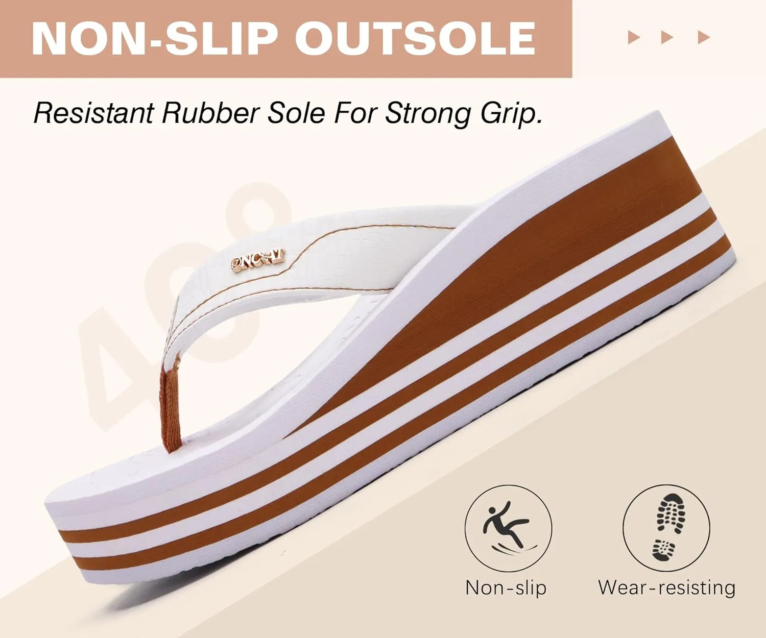ONCAI Women’s Platform Flip Flops Trendy Dressy Womans Summer Sandals with Comfortable Flatform Arch Support Walking Outdoor Rubber Soles (US Size 5-11)