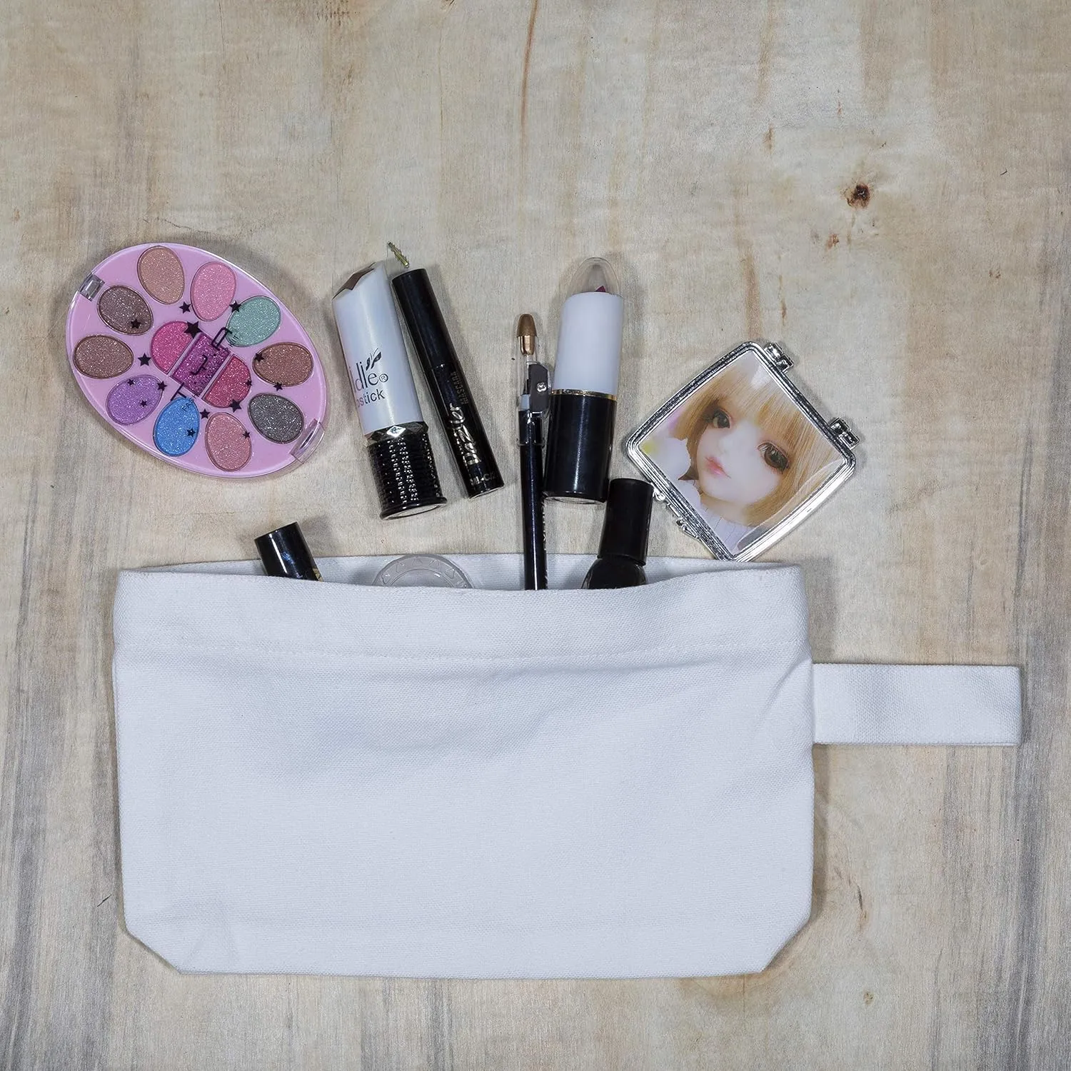 Organic Cotton Canvas Zipper Pouch - Heavy Duty Tool Pouch - Sturdy White Fabric Coin Bag - Makeup, Cosmetic, Toiletries, Stationery, Pencils, Travel (4 White)