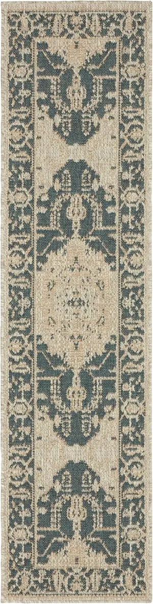 Oriental Weavers Latitude Indoor/Outdoor Rug - 001J3-1'10" x 7'6" - in Grey/Gold - Vintage Inspired, Water, Stain and Fade Resistant, Hose Clean, Patio, Outdoor Living Area Rug