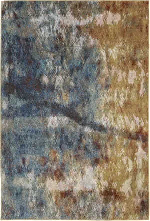 Oriental Weavers Venice Area Rug - 8123X - 5'3" x 7'3" - in Blue/Gold - Modern Style, Stain Resistant, Family and Pet Friendly, Bedroom, Office Rug