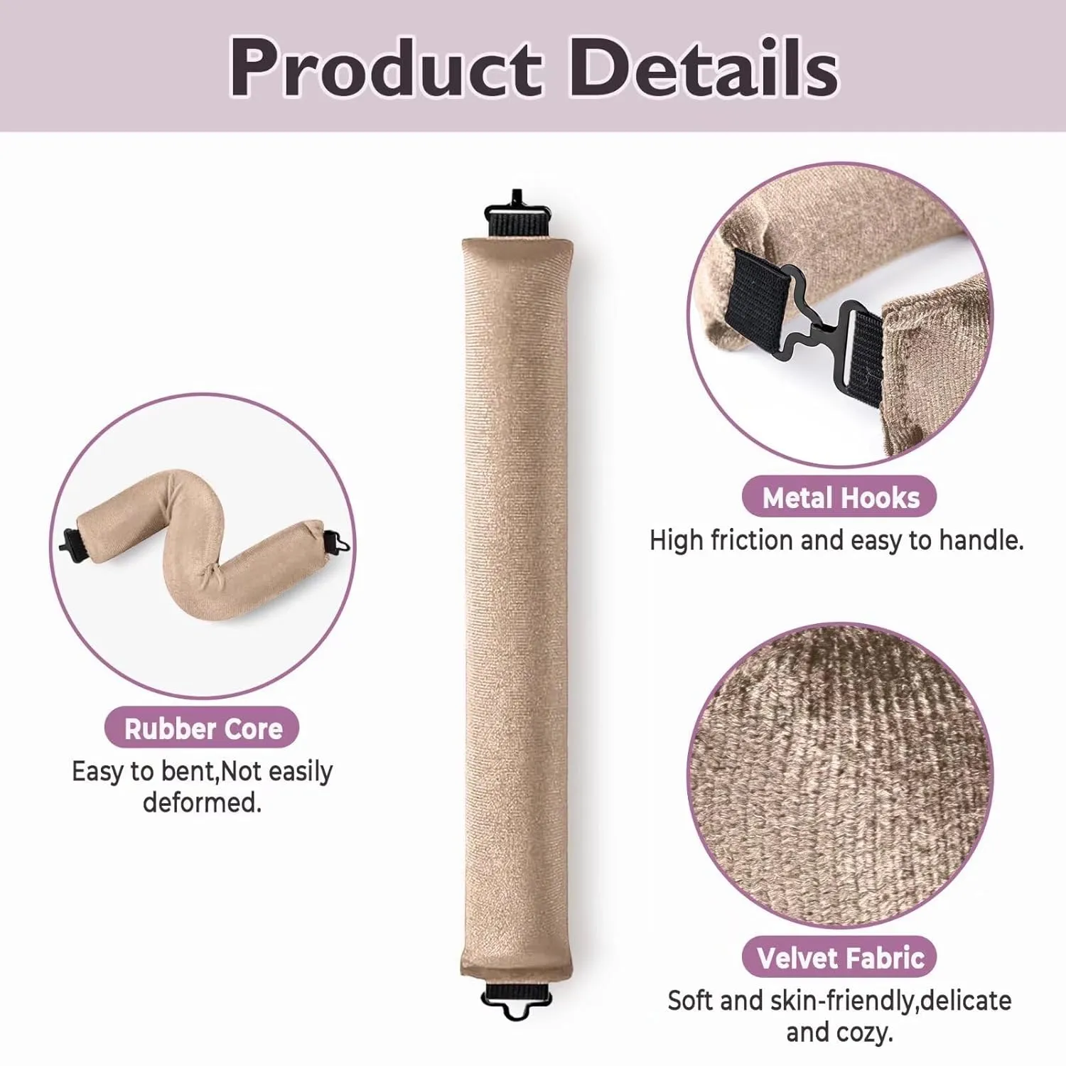 Overnight Hair Curlers Heatless Curls - 6 Pcs No Heat Blowout Curling Rods to Sleep In with Satin Hair Scarf