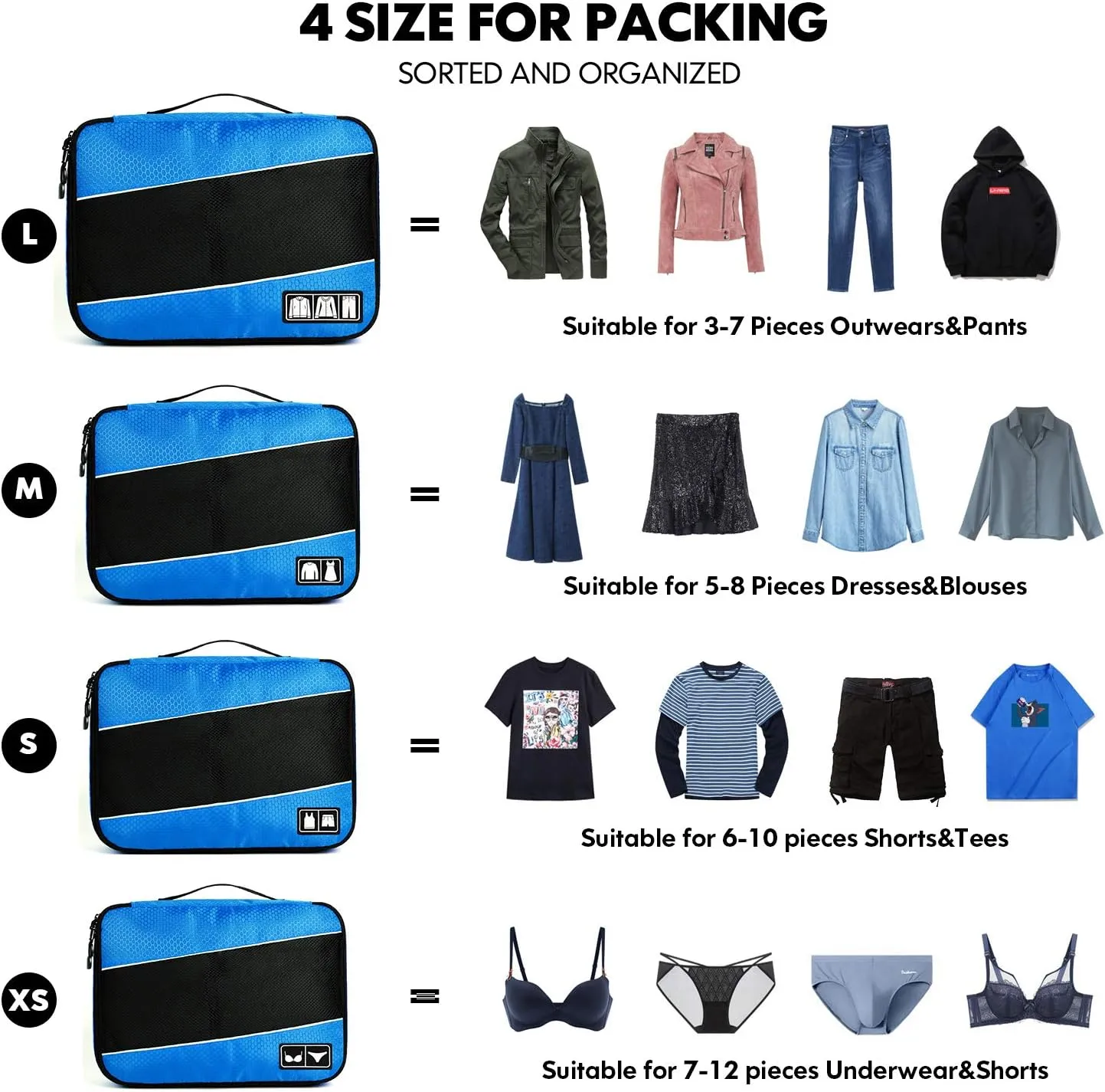 Packing Cubes Luggage Bags Organizer Durable Travel Accessories With Clothing Label