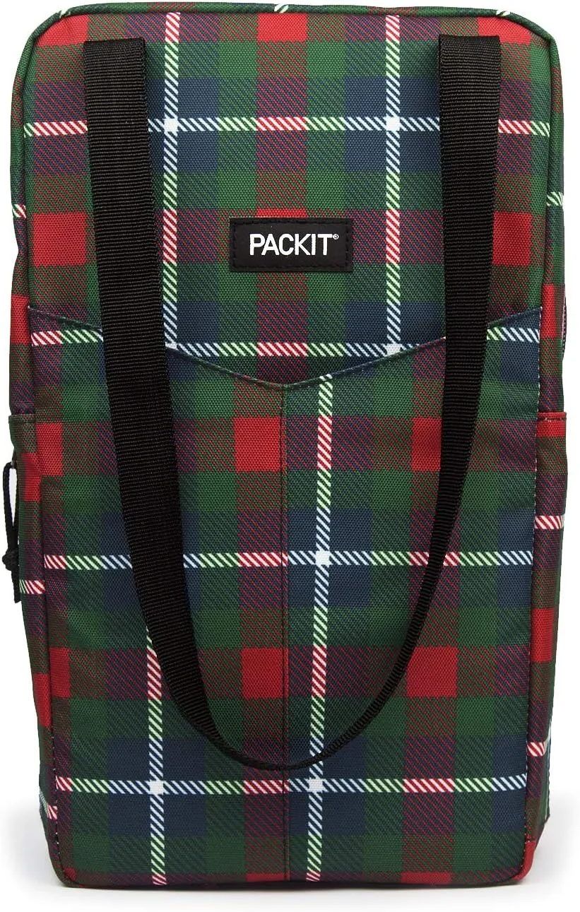 PackIt Freezable Double Wine Bag, Holiday Flannel