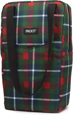 PackIt Freezable Double Wine Bag, Holiday Flannel