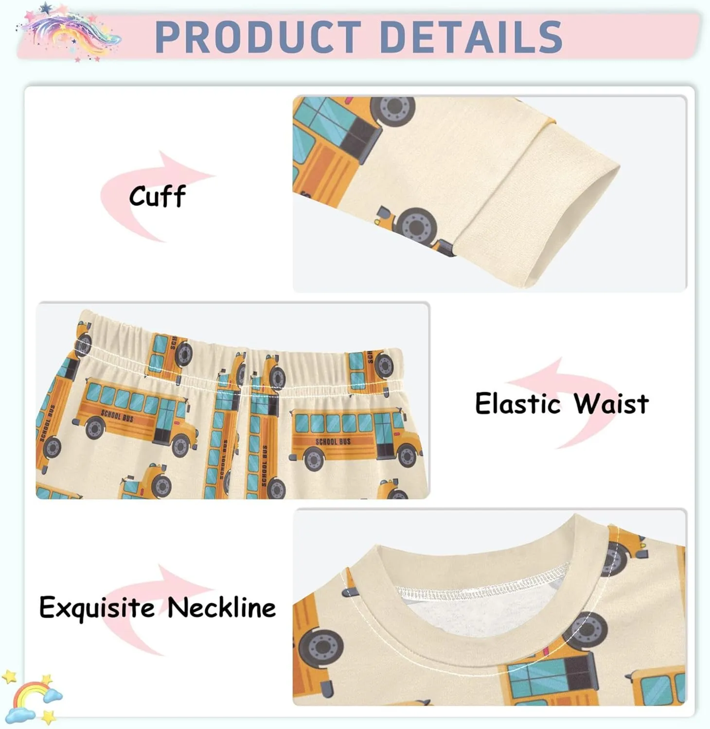 Pajama Sets Long Sleeve Top with Pants Cotton Soft Sleepwear 2 Piece Pjs Set
