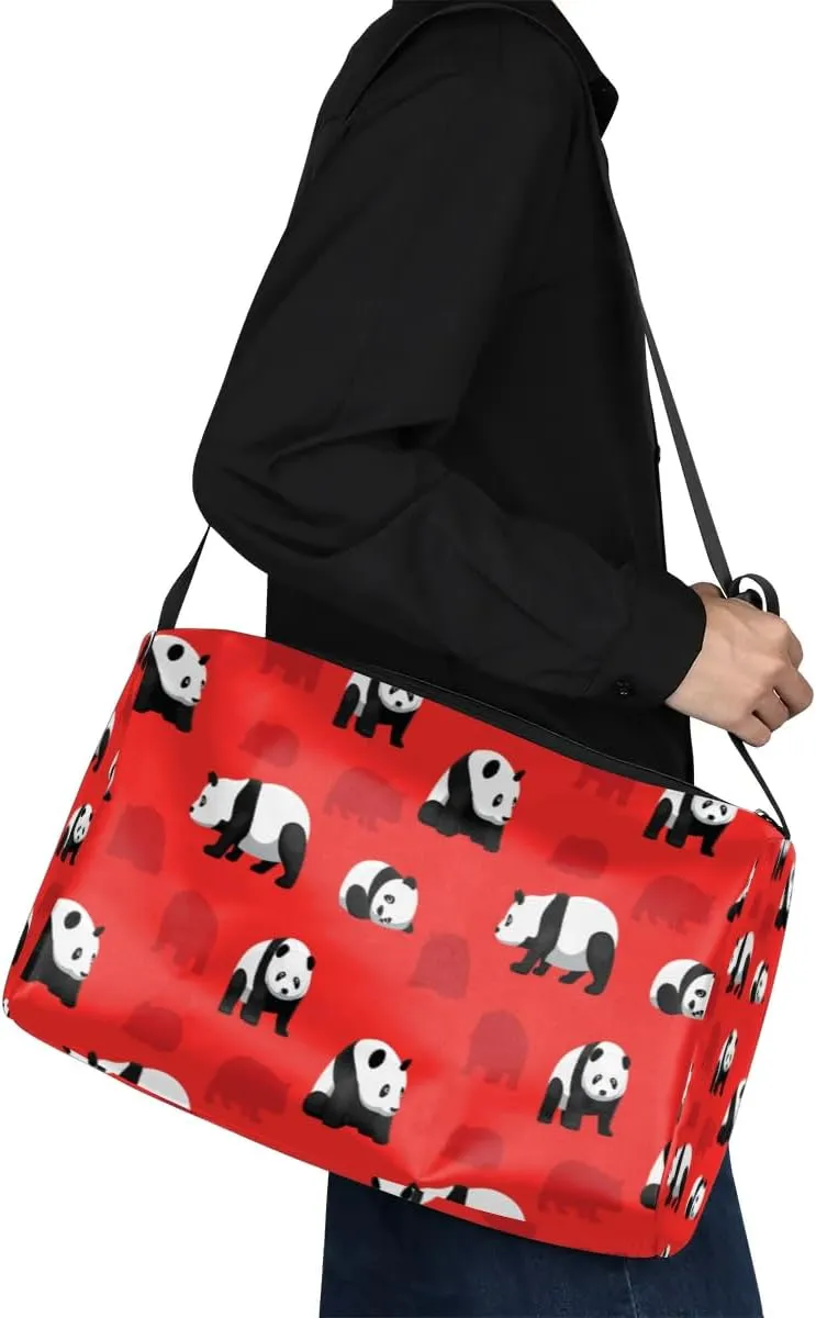 Panda Action Small Gym Bag for Men Women Workout Sport Duffle Bag Waterproof Weekender Overnight Bag Lightweight Carry on Tote Bag Crossbody Shoulder Travel Bag for Swim Yoge Dance