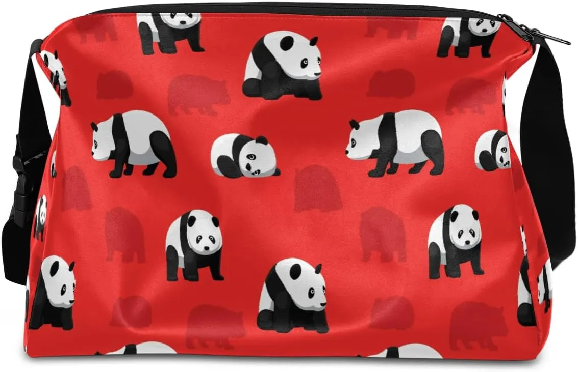 Panda Action Small Gym Bag for Men Women Workout Sport Duffle Bag Waterproof Weekender Overnight Bag Lightweight Carry on Tote Bag Crossbody Shoulder Travel Bag for Swim Yoge Dance