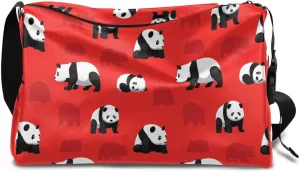 Panda Action Small Gym Bag for Men Women Workout Sport Duffle Bag Waterproof Weekender Overnight Bag Lightweight Carry on Tote Bag Crossbody Shoulder Travel Bag for Swim Yoge Dance