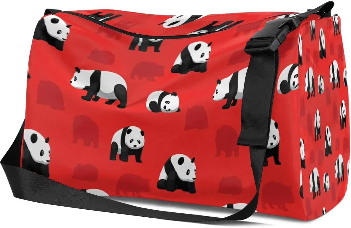 Panda Action Small Gym Bag for Men Women Workout Sport Duffle Bag Waterproof Weekender Overnight Bag Lightweight Carry on Tote Bag Crossbody Shoulder Travel Bag for Swim Yoge Dance