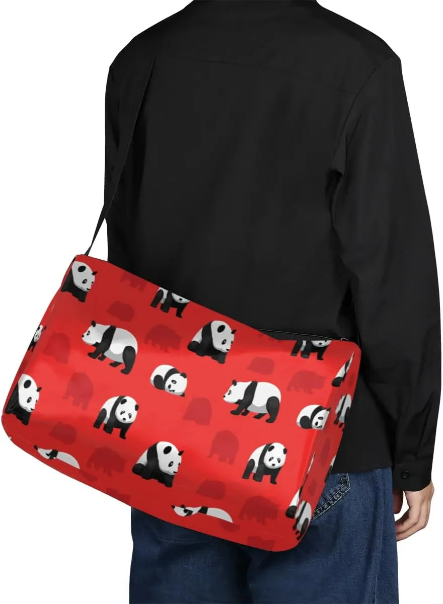 Panda Action Small Gym Bag for Men Women Workout Sport Duffle Bag Waterproof Weekender Overnight Bag Lightweight Carry on Tote Bag Crossbody Shoulder Travel Bag for Swim Yoge Dance
