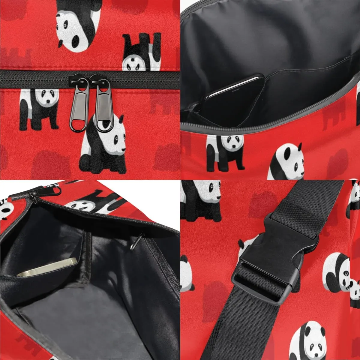 Panda Action Small Gym Bag for Men Women Workout Sport Duffle Bag Waterproof Weekender Overnight Bag Lightweight Carry on Tote Bag Crossbody Shoulder Travel Bag for Swim Yoge Dance