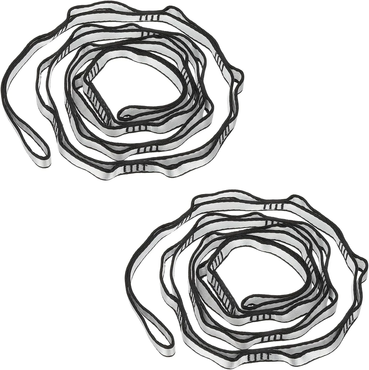 PATIKIL Daisy Chain Straps, 2 Pack Strong Climbing Strap Adjustable Nylon Chain Sling with 15 Loops for Aerial Yoga Hammock Swing, Silver Tone