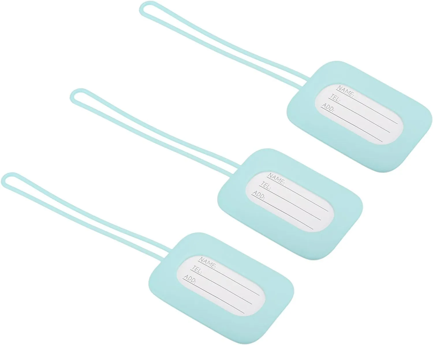 PATIKIL Luggage Tag, 3 Pack Silicone Identifier Card Holder Label Bright Travel Bag Tag for Baggage Suitcase, Blue