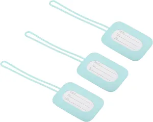PATIKIL Luggage Tag, 3 Pack Silicone Identifier Card Holder Label Bright Travel Bag Tag for Baggage Suitcase, Blue