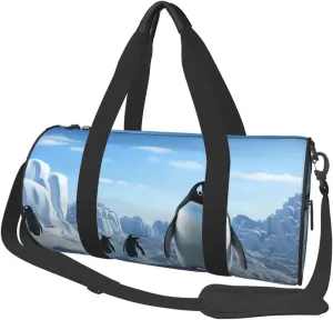 Penguin Antarctica Ice Travel Duffle Bag for Men Women Sport Gym Bag Foldable Weekender Bag Carry on Overnight Bag for Travel Swimming Basketball