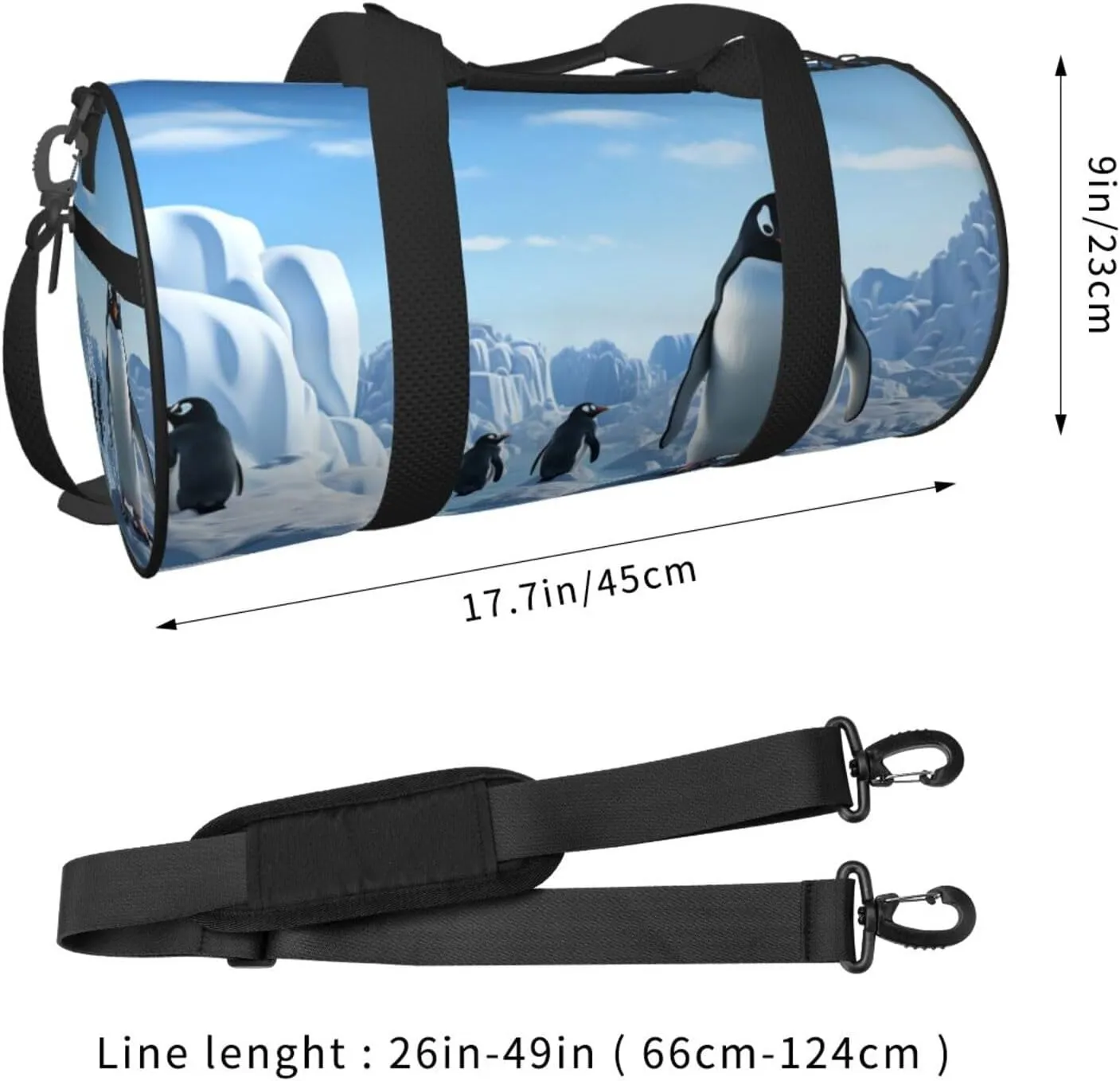 Penguin Antarctica Ice Travel Duffle Bag for Men Women Sport Gym Bag Foldable Weekender Bag Carry on Overnight Bag for Travel Swimming Basketball
